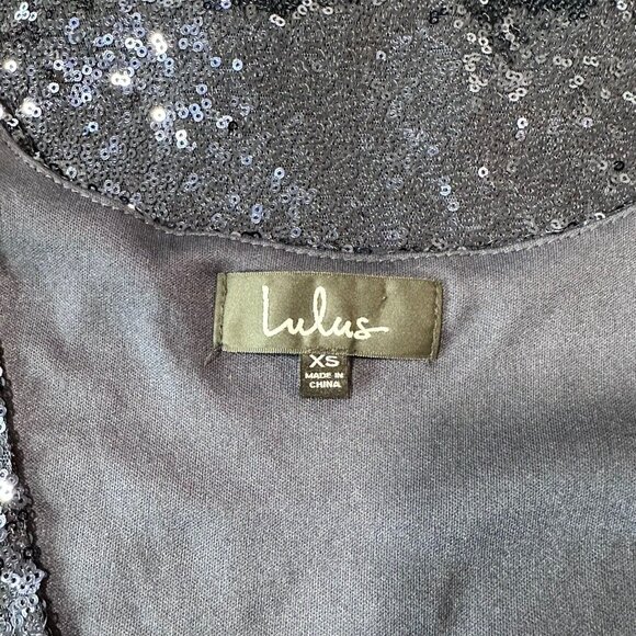 Lulus Navy Blue Sequin Short Sleeve V-Neck Shift Dress Women SZ XS - Picture 4 of 14